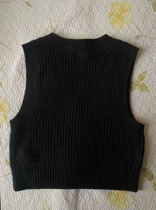 Black Knit V-Neck Sweater Vest