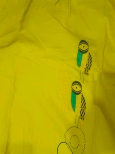 Bright Yellow Kurta with Unique Print
