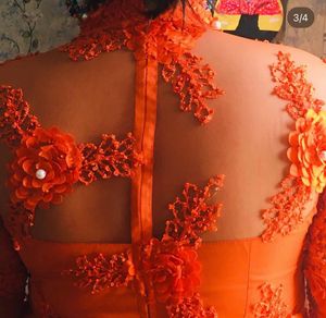 Stunning Orange Lace Embellished suit