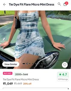 Tie-Dye Ruched Mini Dress