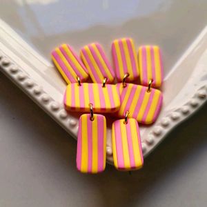 Yellow + Pink Striped Dangle Earrings