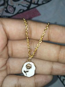 Delicate Gold Chain Necklace with Rose Pendant