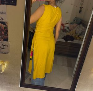 Vibrant Yellow Sleeveless Kurta