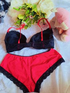 Black Lace Trim Bra with beautiful brief 👍