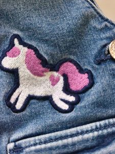 Kids Denim Overalls with Unicorn &amp; Star Applique