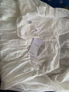 White Cotton Embroidered Maxi Skirt