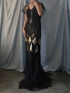 Sparkling Black Sequin Flapper Dress