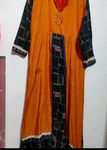 Orange🟠 & Black Anarkali Kurti For 38 Bust