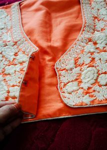 Embroidered Orange Ethnic Vest