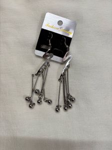 Silver Tone Dangling Ball Drop Earrings