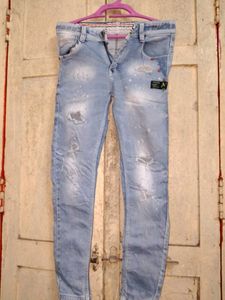 Men's Light Blue Distressed Jeans