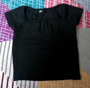 Black Square Neck Top