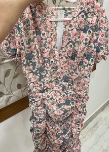 savana Floral Ruched V-Neck Mini Dress