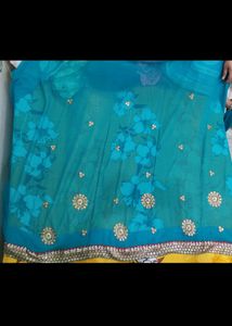 Embroidery Blue Party Wear Saree