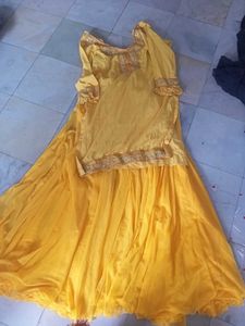 Yellow Kurta Set with Red Dupatta