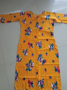 Floral Print Yellow Kurti