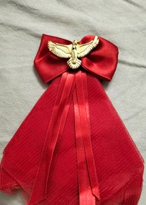 Beautiful Red Colour Net & Ribbon Hair Bow Pin