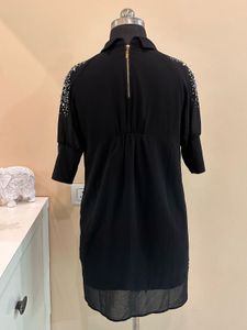 Black Blouse with Beaded Detail