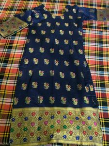 beautiful navy blue salvar suit with jari work dup