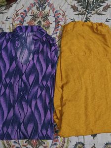 Purple Printed Kurta with Yellow Pants