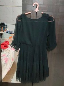 Black Tiered Fit and Flare Dress