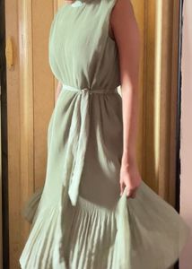 Pleated Belted Maxi Dress