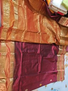 kanjivaram Maroon Silk Saree with Gold Border