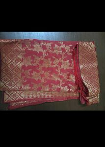 Beautiful Red Banarasi Silk Dupatta