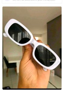 Trendy White Rectangular Sunglasses