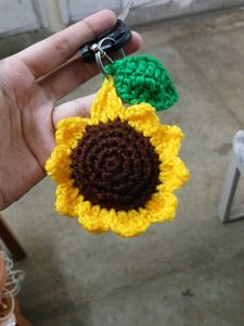 Handmade Crochet Sunflower Keychain