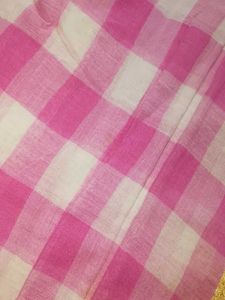 Pink Checkered Saree with Border