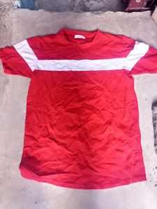 Men's Red &amp; White Striped T-Shirt