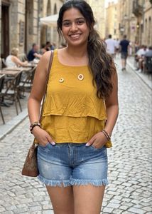 Stylish Yellow Tiered Tank Top