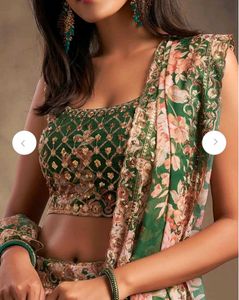 GREEN AND PINK Embroidered LEHENGA💅🏻