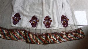 Elegant White &amp; Purple Anarkali Suit
