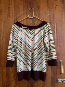 Striped vintage Y2K Boat Neck Top