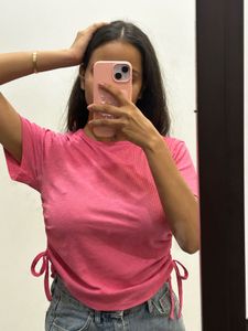 Chic Pink Ruched Tee