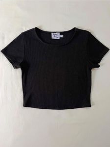 Princess Polly Black Ribbed Crop Top