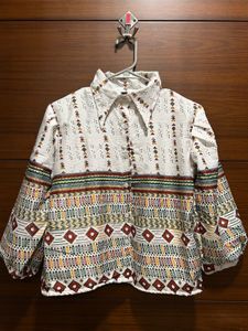 Bohemian Print Button-Up Shirt