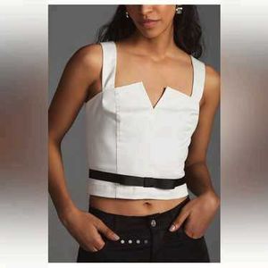 I. Chic White V-Neck Top with Bow Belt