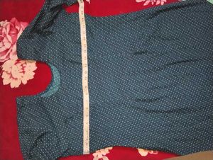 Teal Polka Dot Embroidered Kurta