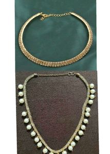 Sparkling Stone Choker and Pearl necklace Combo