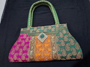 Embellished Patchwork Handbag