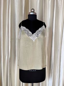 sage green lace cami top