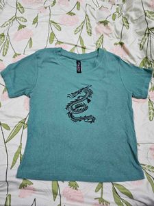 Dragon Graphic Ribbed Tee