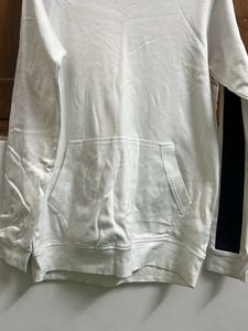 White Hoodie with Black Stripe Accent