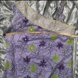 Embroidered Cotton Top And Kurta