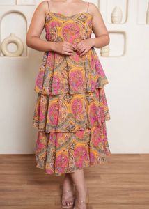 ONE MORE COLOR Tiered Paisley Print Sundress