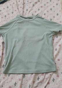 Ribbed Mock Neck Short Sleeve Top