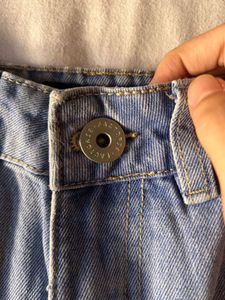Blue Denim Shorts With Distressed Ends